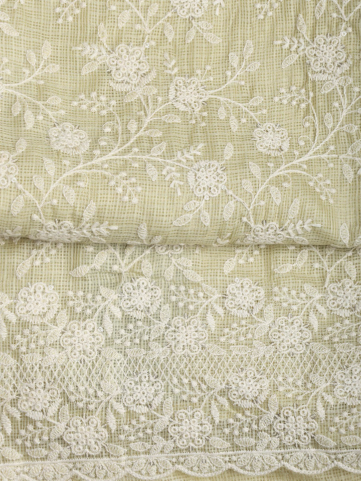 Embroidered Cotton Blend Unstitched Suit Piece With Dupatta