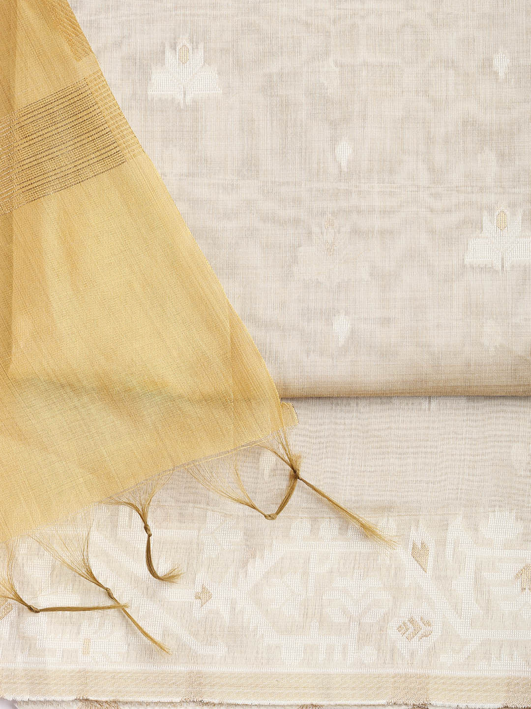 Jamdani Work Chanderi Unstitched Suit Piece With Dupatta