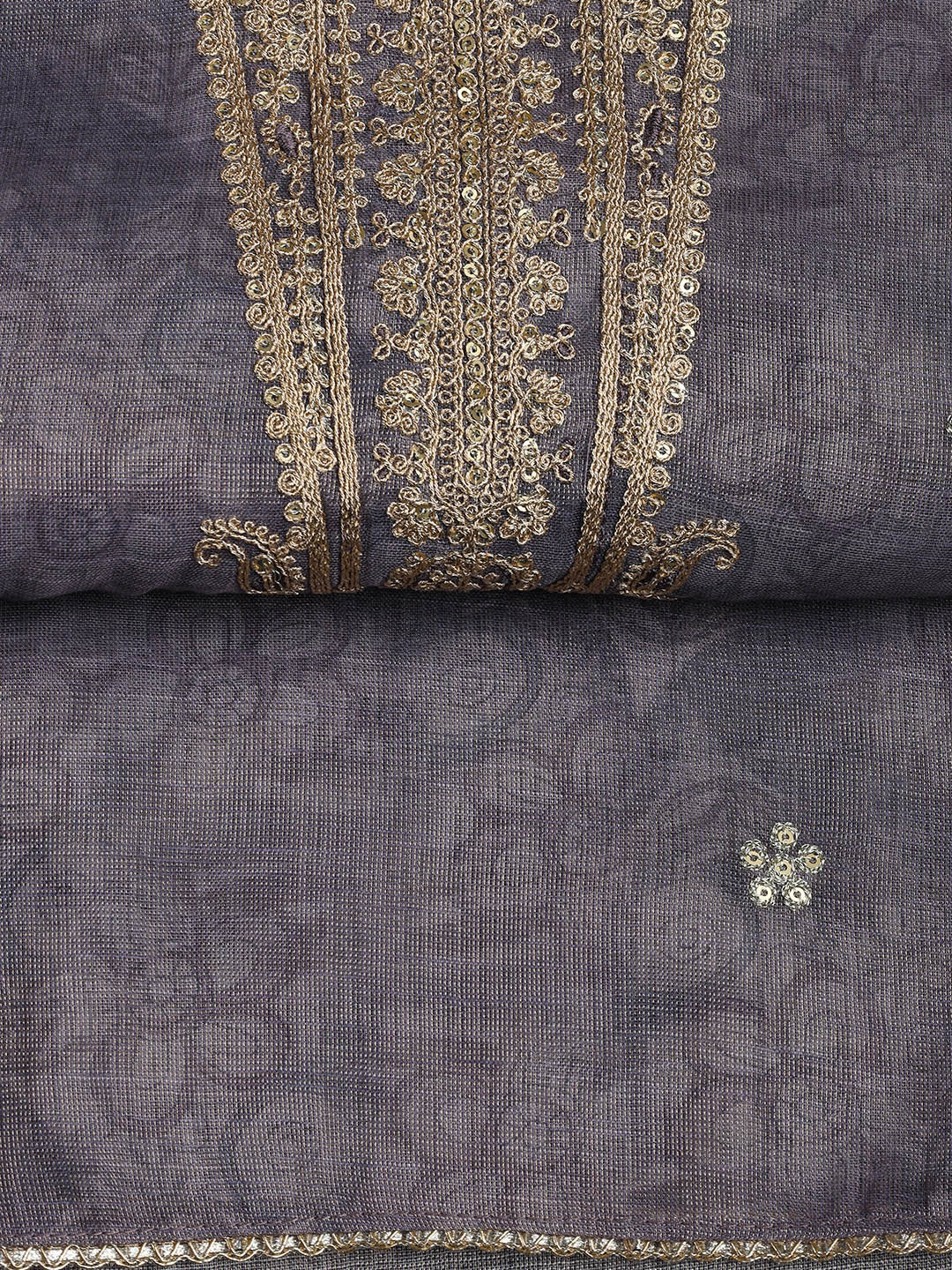 Neck Embroidery Chanderi Unstitched Suit With Dupatta
