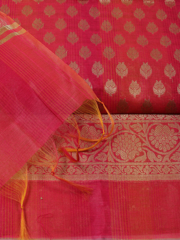 Woven Design Chanderi Unstitched Suit With Dupatta