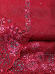 Embroidered Chinon Unstitched Suit With Dupatta