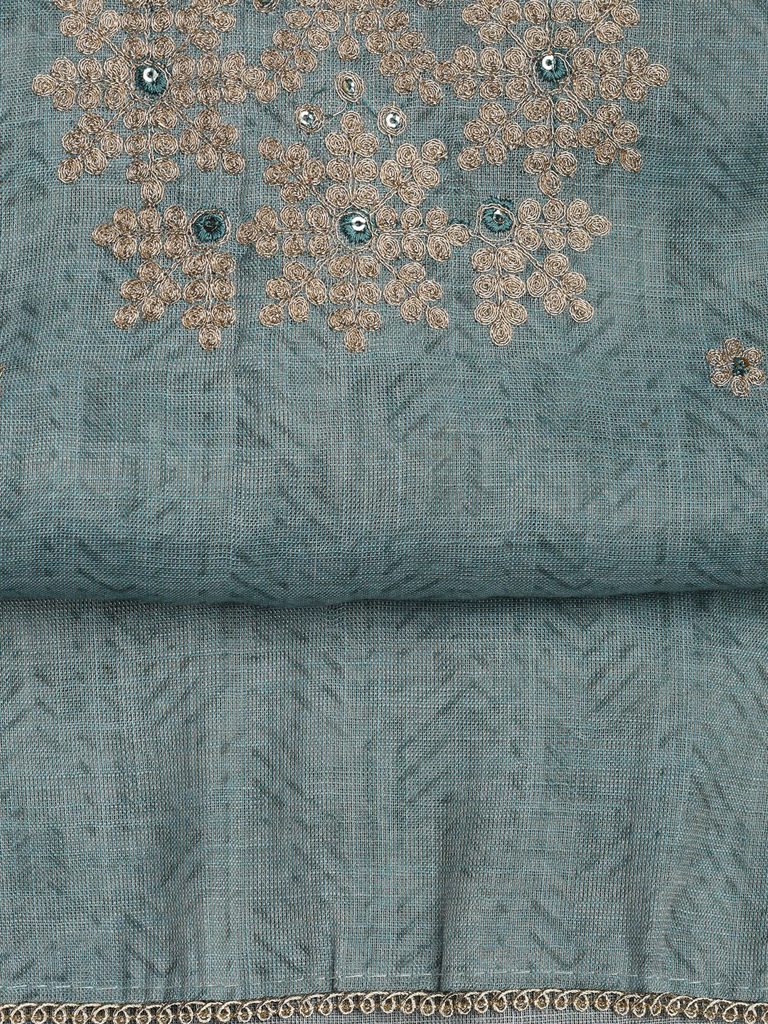Neck Embroidery Chanderi Unstitched Suit With Dupatta