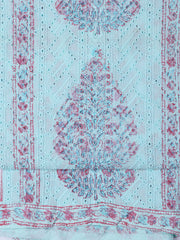 Neck Work Cotton Blend Unstitched Suit With Dupatta