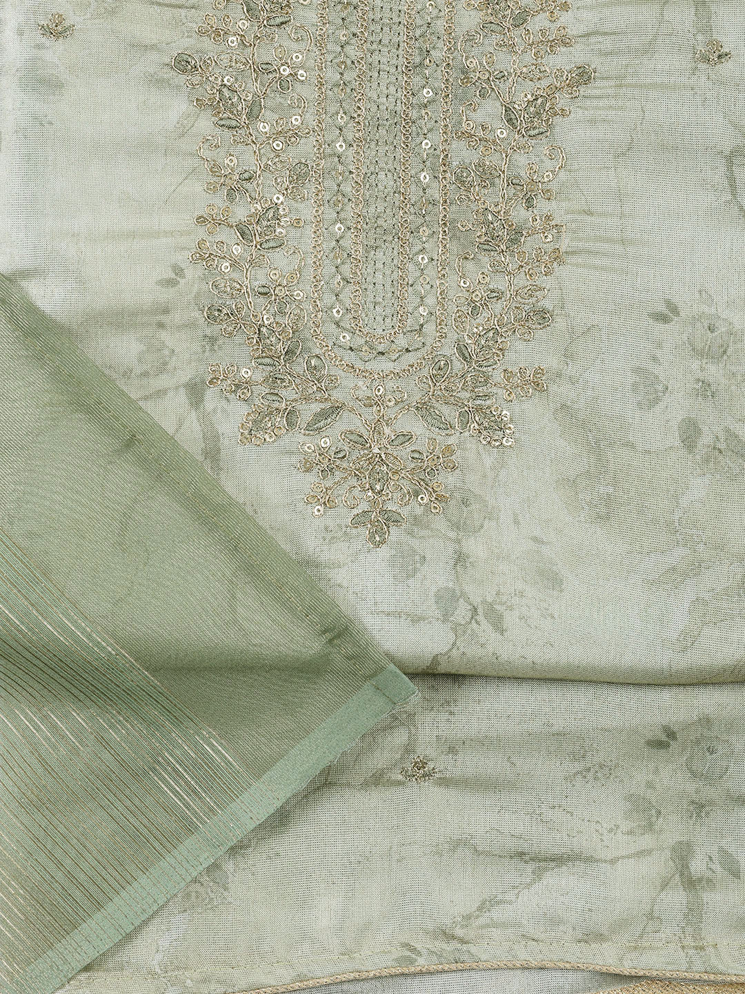 Neck Embroidery Tissue Unstitched Suit With Dupatta