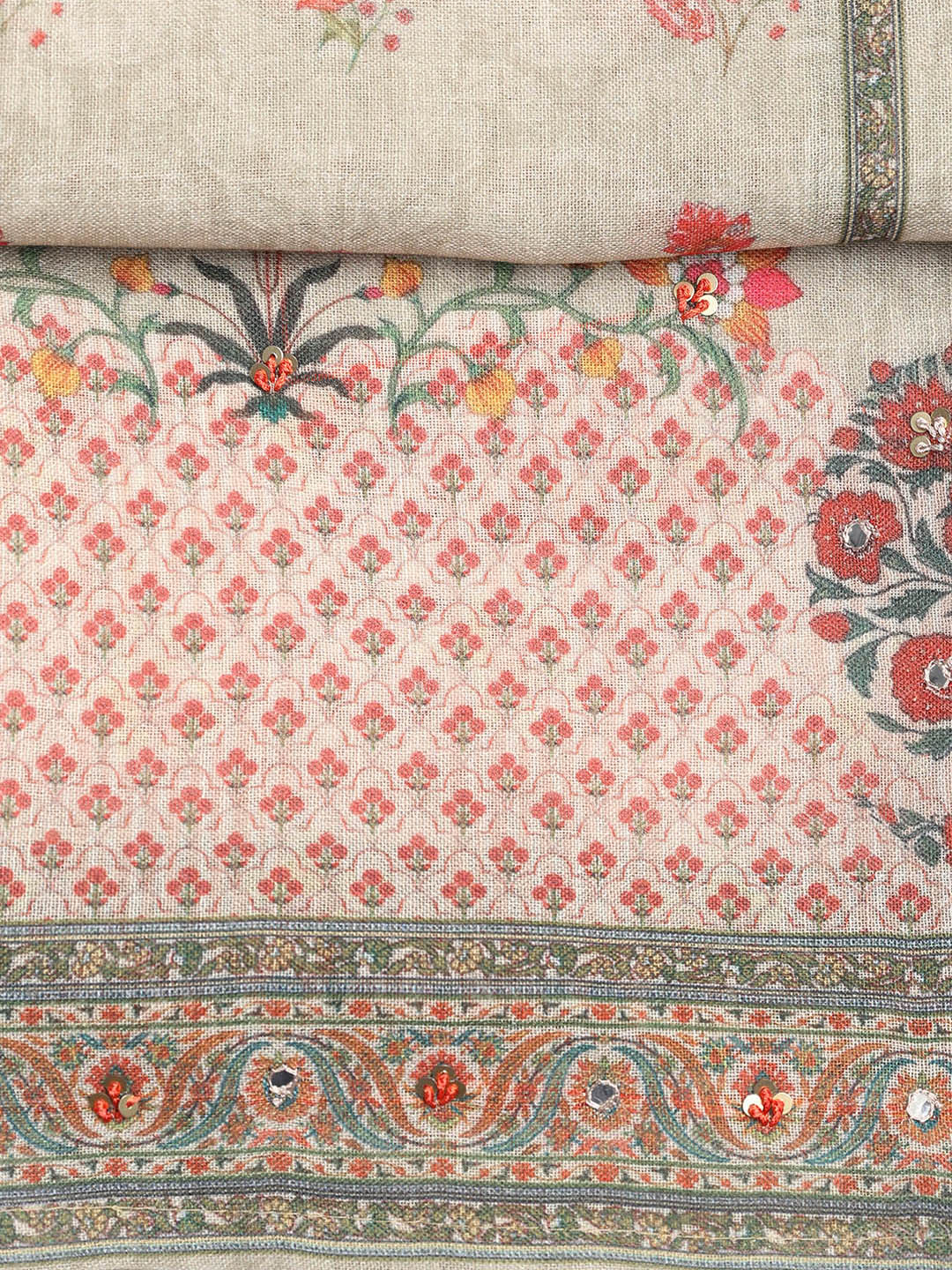 Printed Linen Unstitched Suit With Dupatta