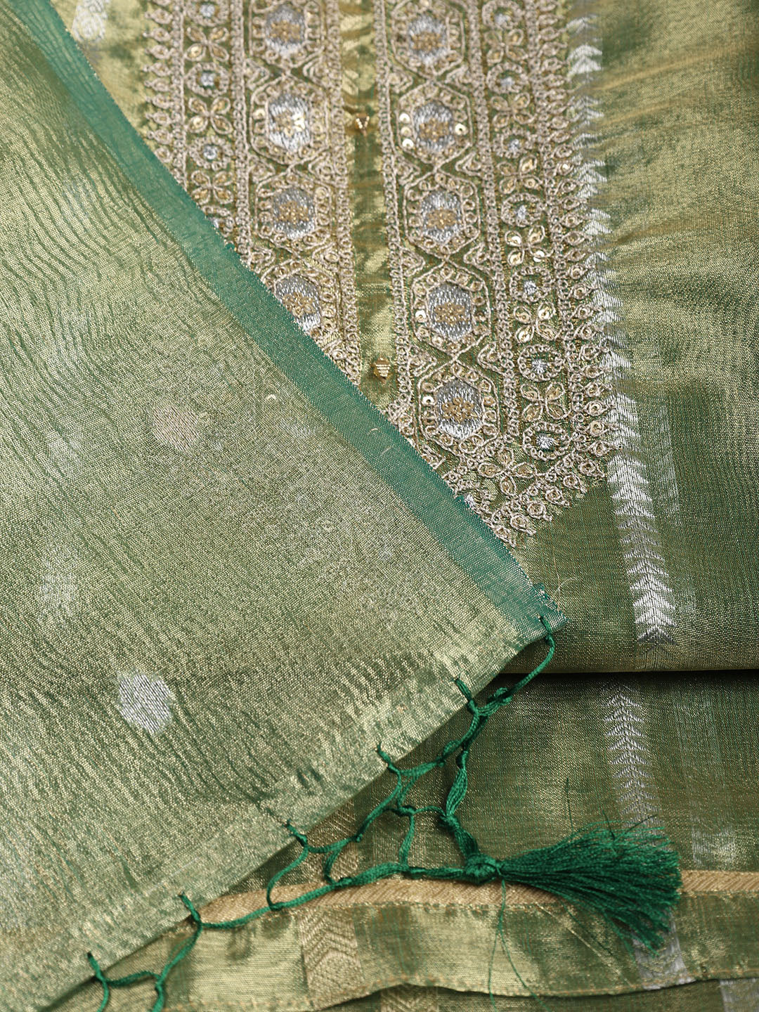 Neck Embroidered Tissue Unstitched Suit With Dupatta