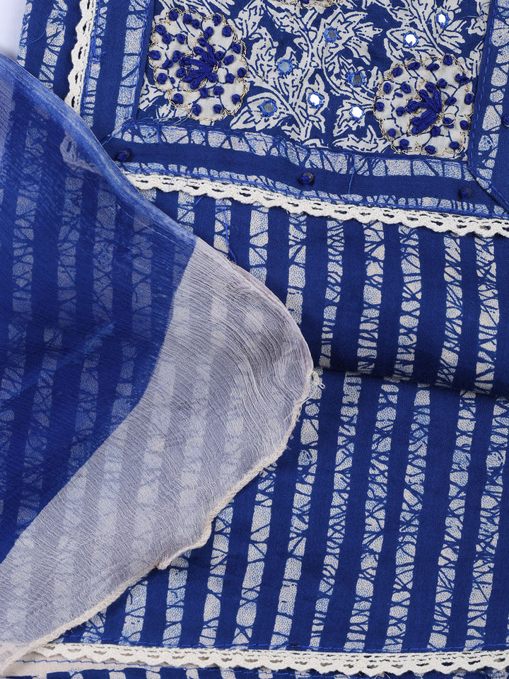 Neck Embroidery Cotton Unstitched Suit Dupatta