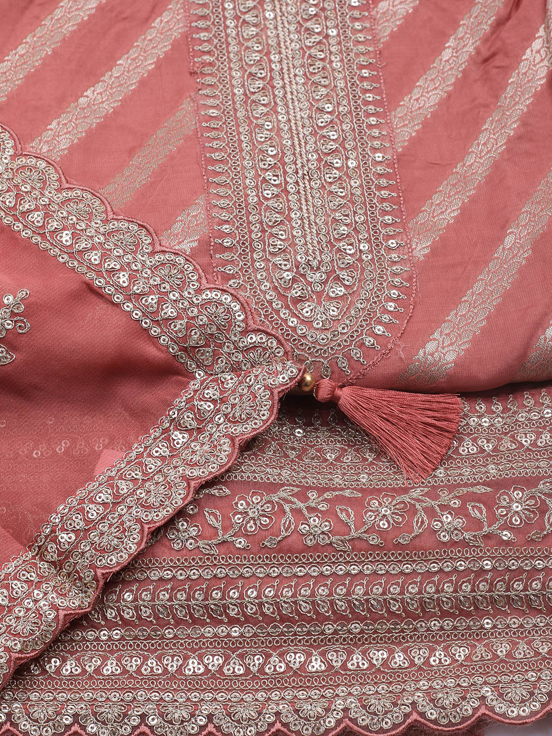 Zari Jaal Art Silk Unstitched Suit Piece With Dupatta