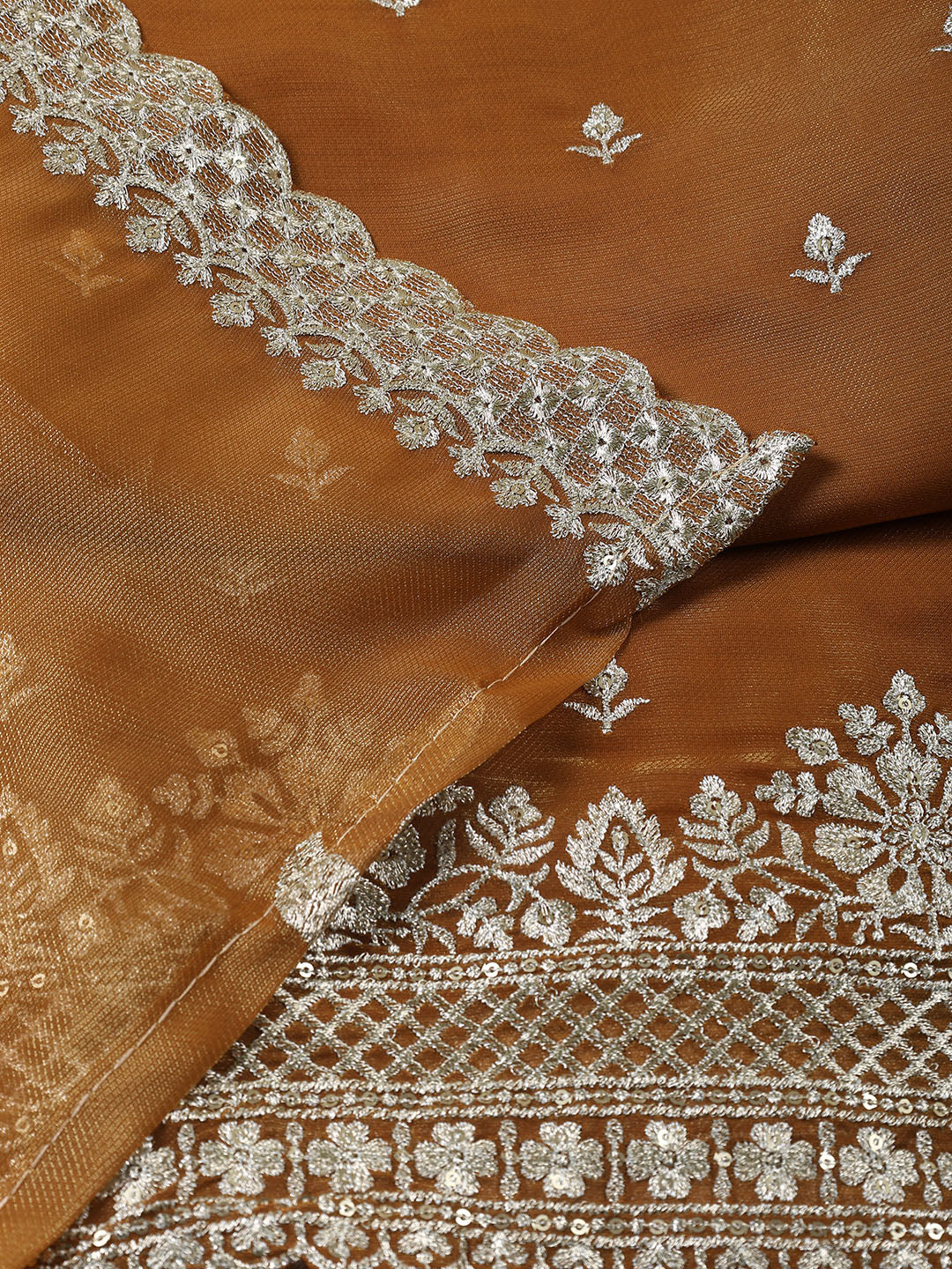 Neck Embroidered Tissue Unstitched Suit With Dupatta