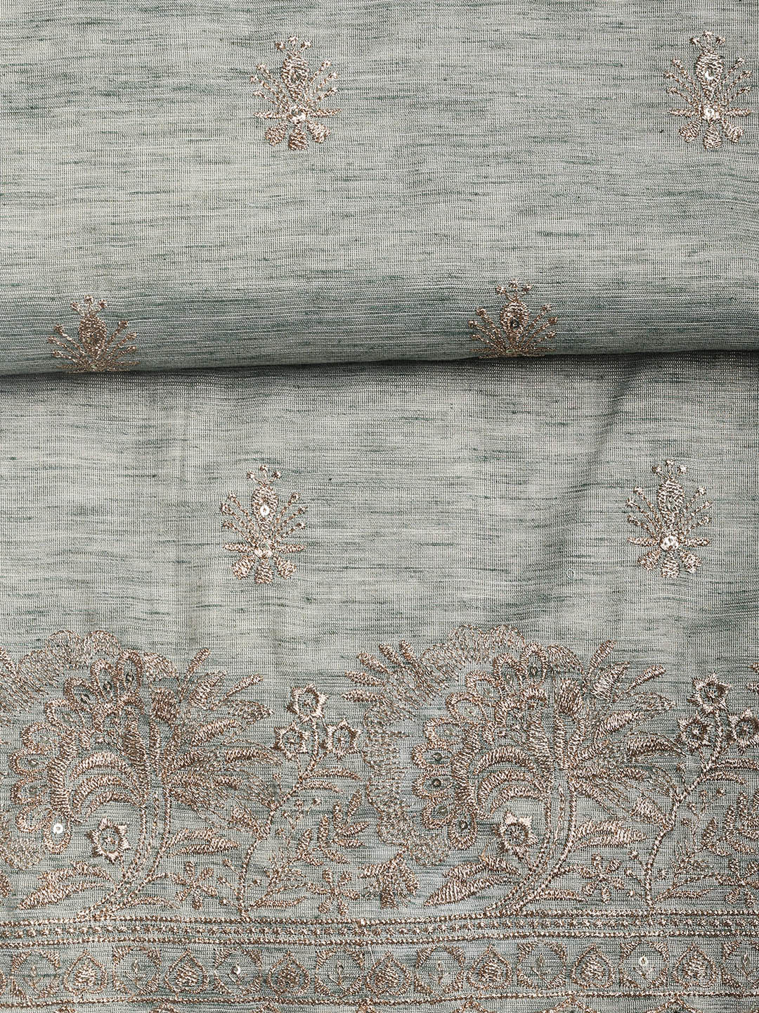 Embroidered Chanderi Unstitched Suit Piece With Dupatta