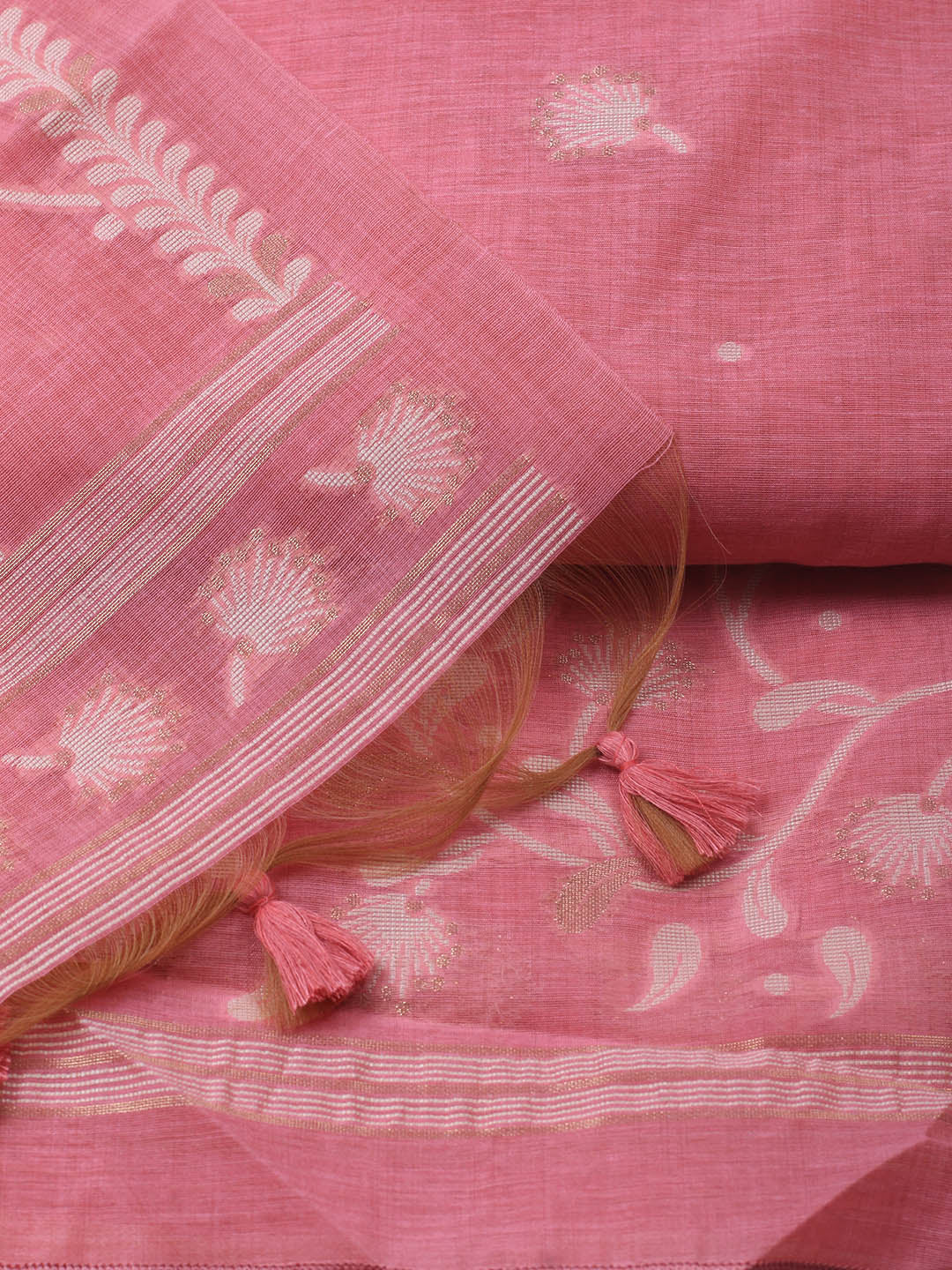 Neck Embroidery Chanderi Unstitched Suit With Dupatta
