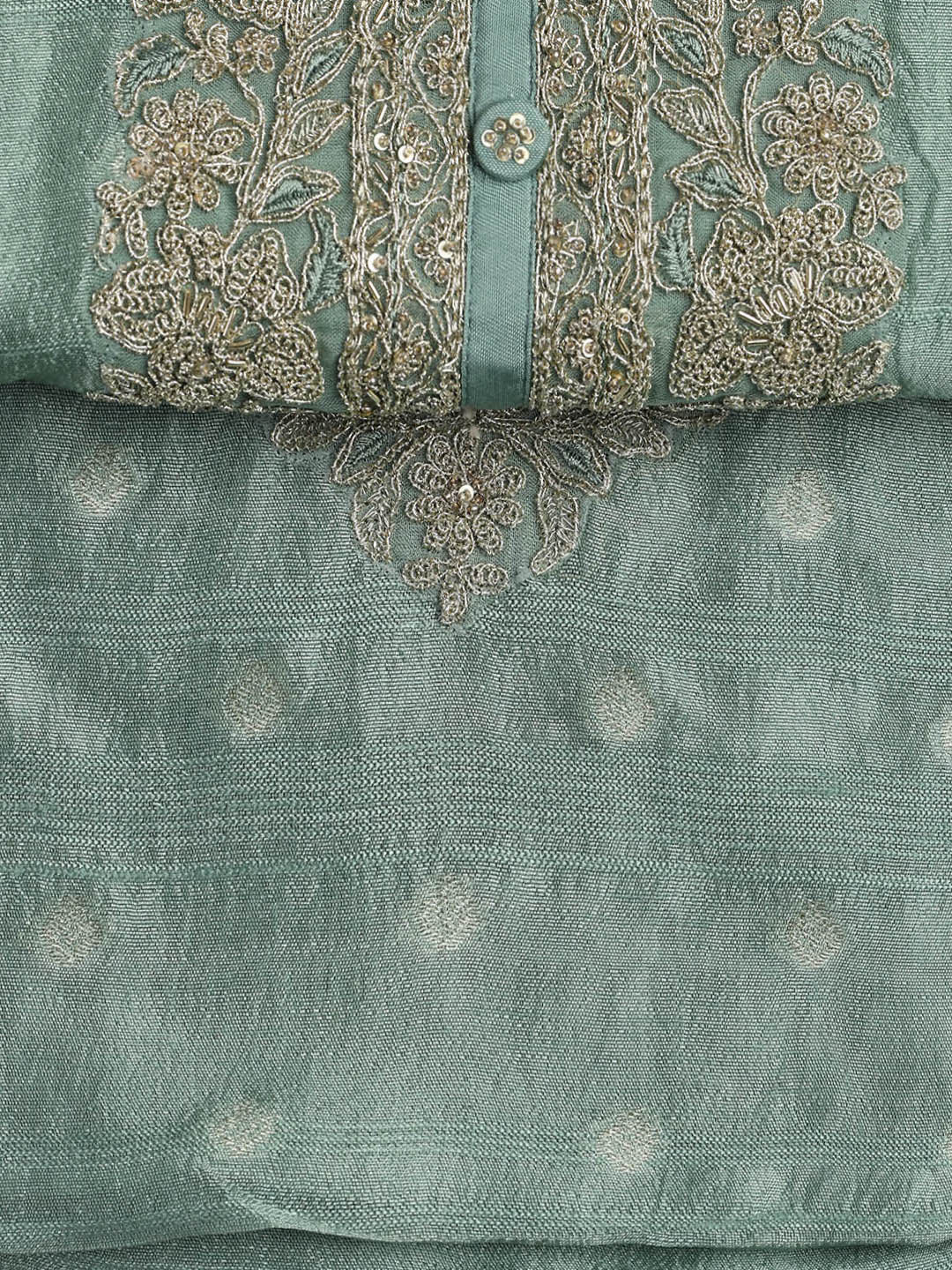 Embroidery Art Silk Unstitched Suit With Dupatta