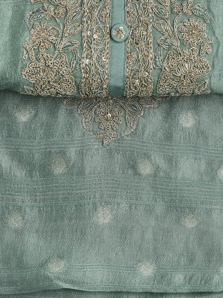 Embroidery Art Silk Unstitched Suit With Dupatta