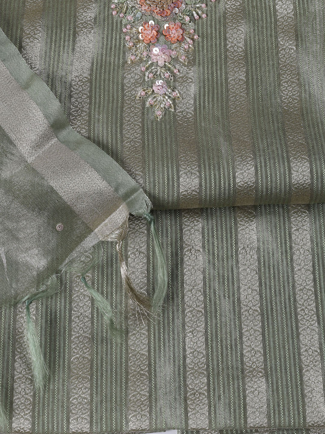 Neck Embroidered Tissue Unstitched Suit With Dupatta