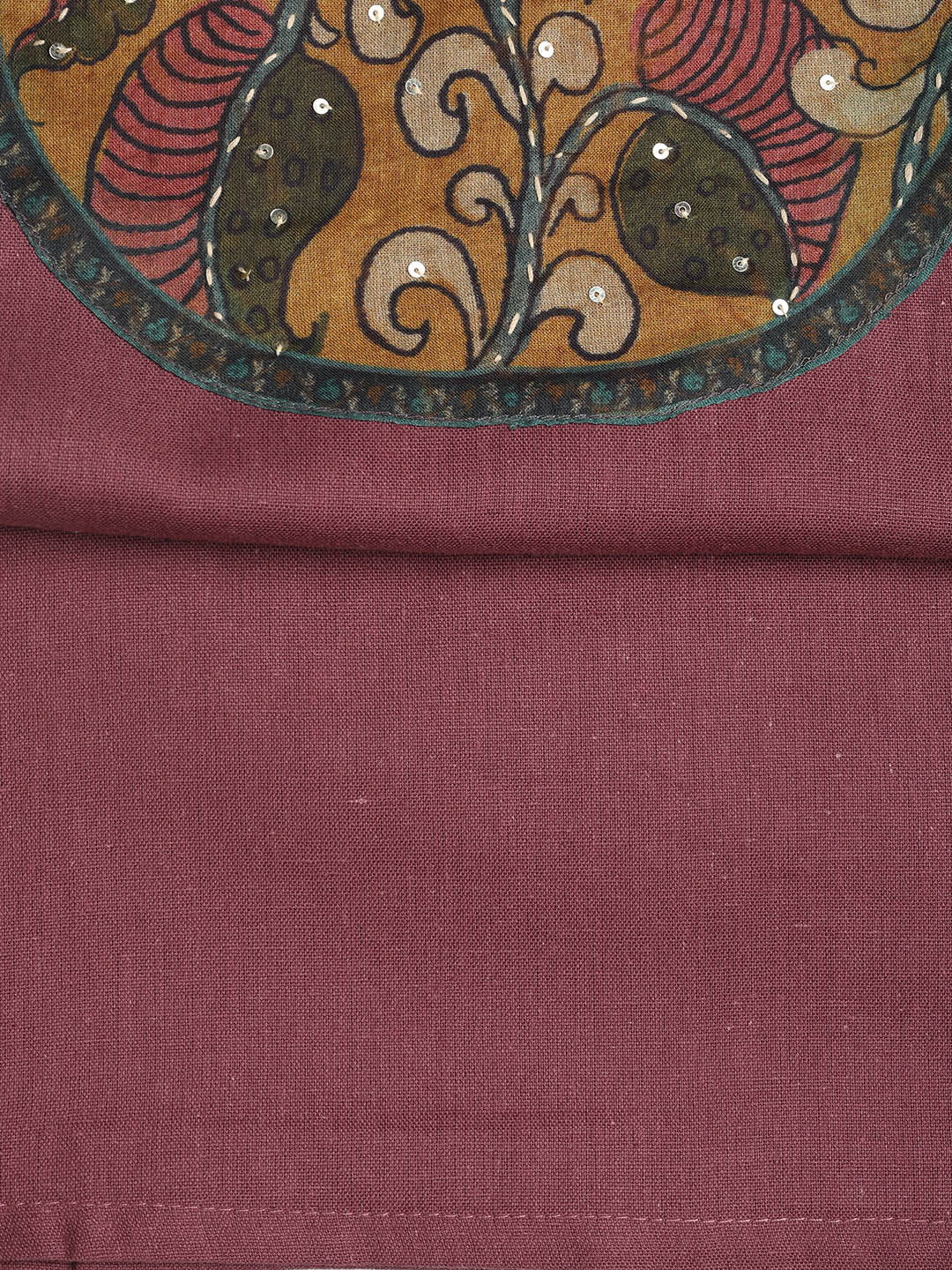 Patch Neck Cotton Blend Unstitched Suit With Dupatta