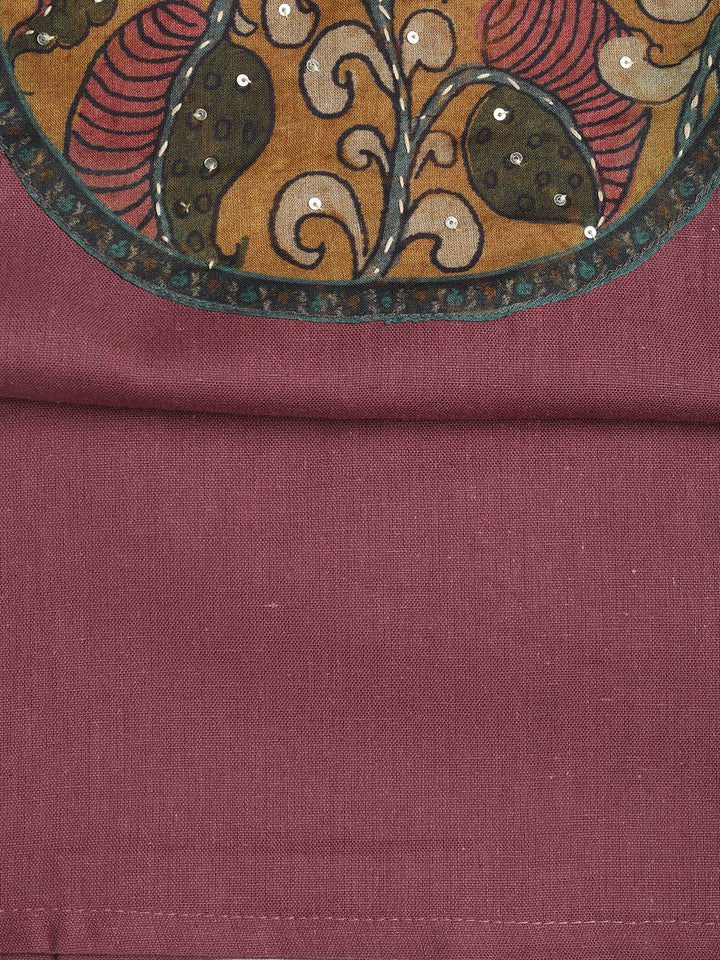 Patch Neck Cotton Blend Unstitched Suit With Dupatta