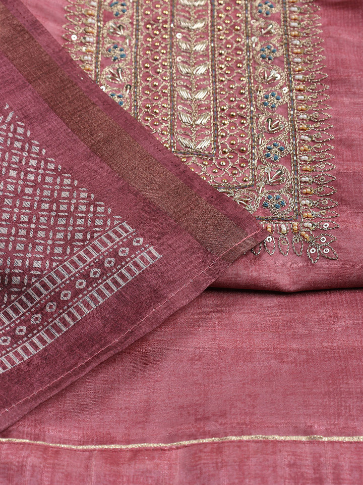 Neck Embroidered Tissue Unstitched Suit With Dupatta