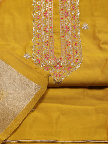 Neck Embroidery Chanderi Unstitched Suit Piece With Dupatta