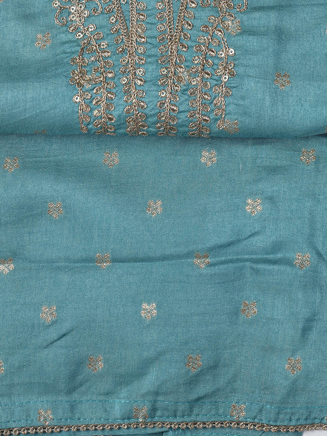 Neck Embroidery Chanderi Unstitched Suit With Dupatta