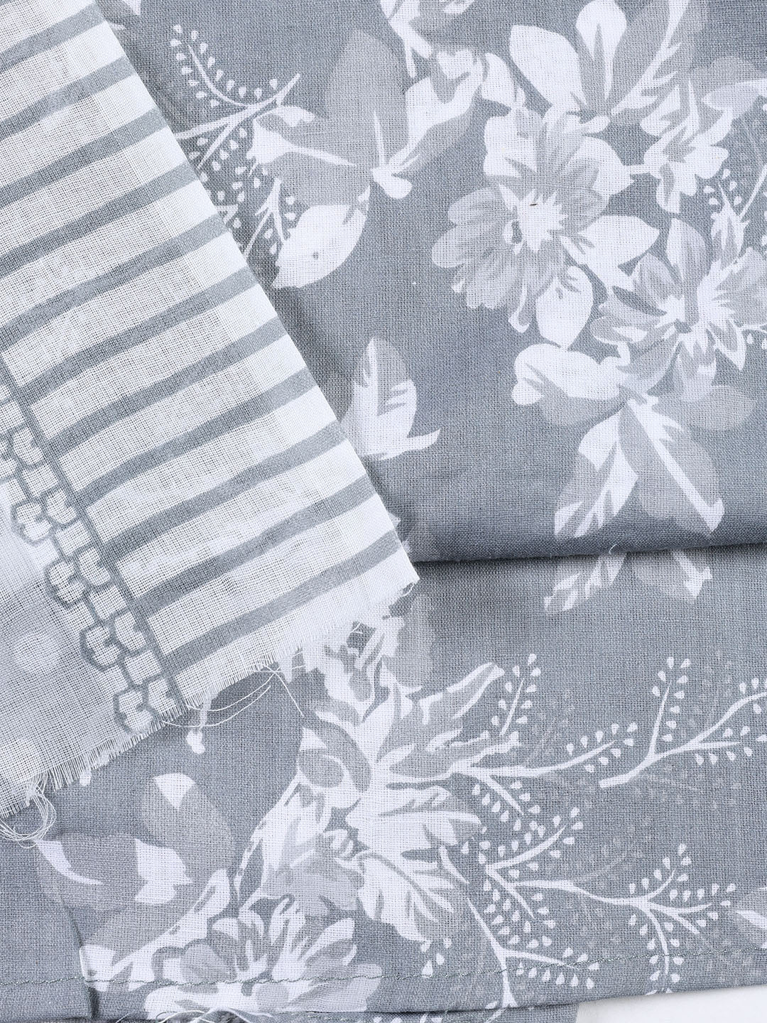 Printed Cotton Blend Unstitched Suit With Dupatta