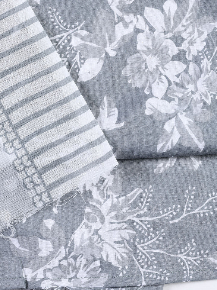 Printed Cotton Blend Unstitched Suit With Dupatta
