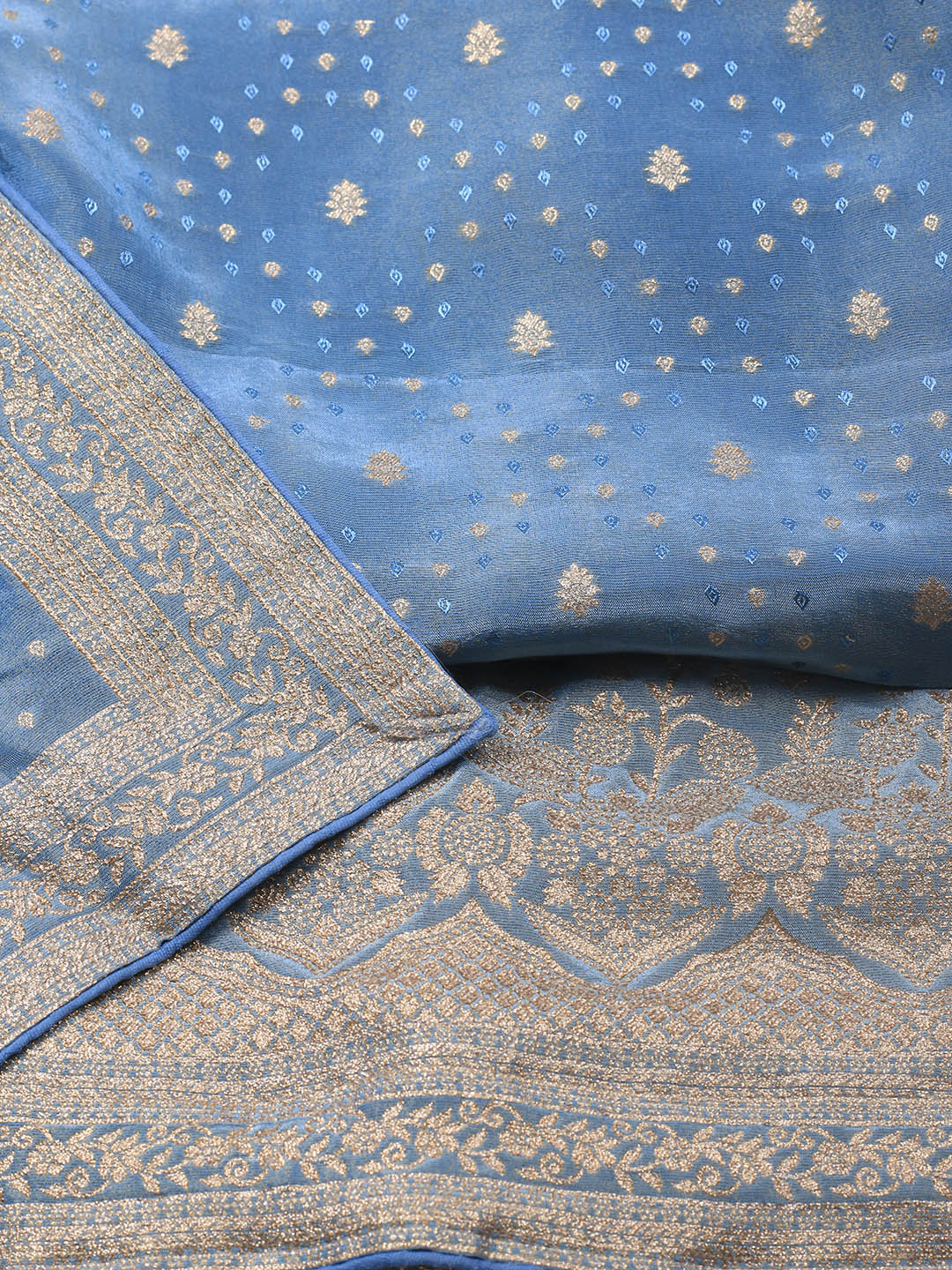 Embroidered Art Silk Unstitched Suit Piece With Dupatta