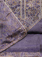 Neck Embroidered Chanderi Unstitched Suit Piece With Dupatta