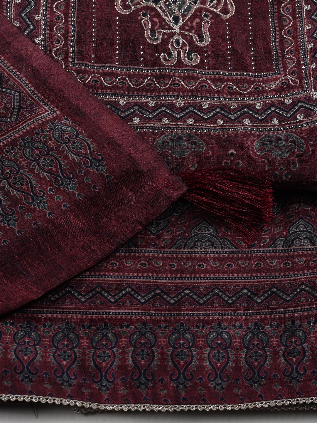 Neck Embroidery Tussar Unstitched Suit Piece With Dupatta