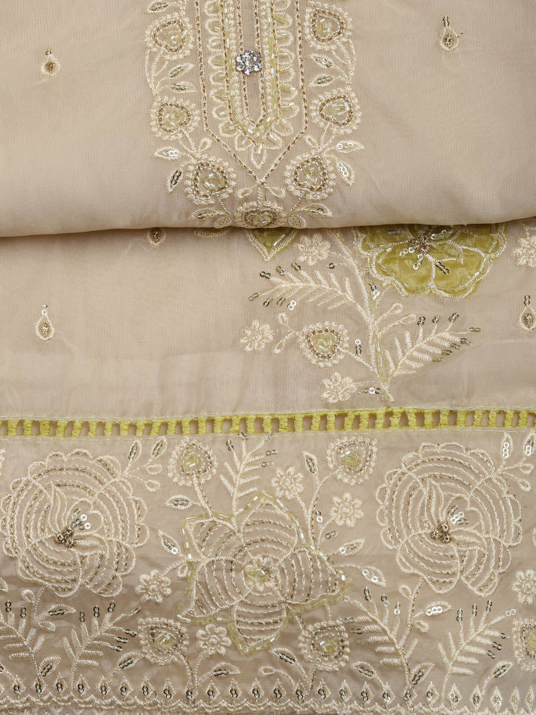Embroidered Organza Unstitched Suit Piece With Dupatta