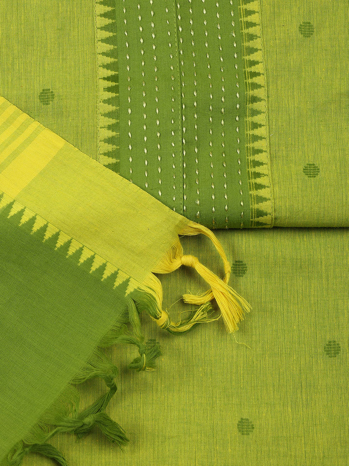 Plain Cotton Blend Unstitched Suit Piece With Dupatta