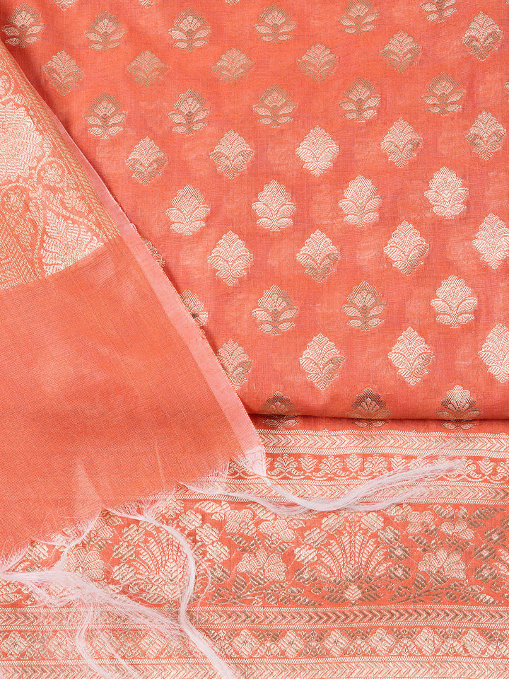 Woven Chanderi Unstitched Suit With Dupatta