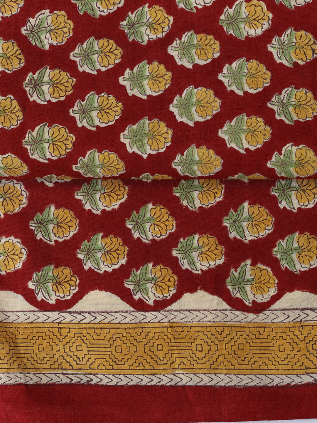 Printed Cotton Blend Unstitched Suit With Dupatta