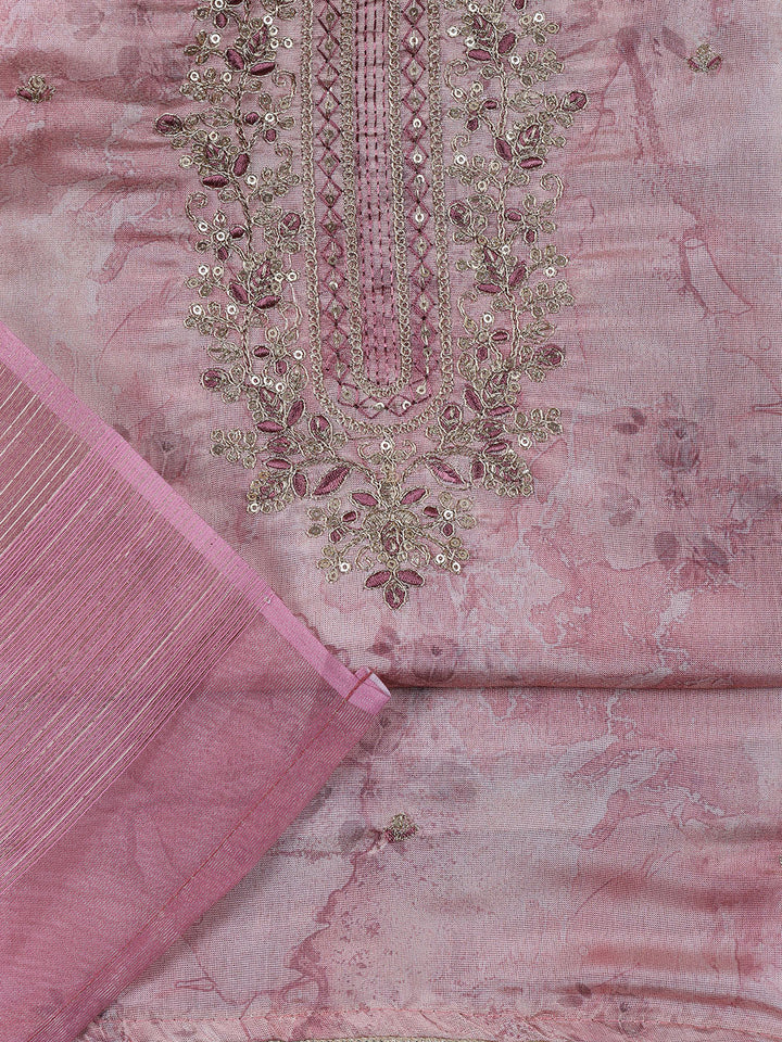Neck Embroidered Tissue Unstitched Suit With Dupatta