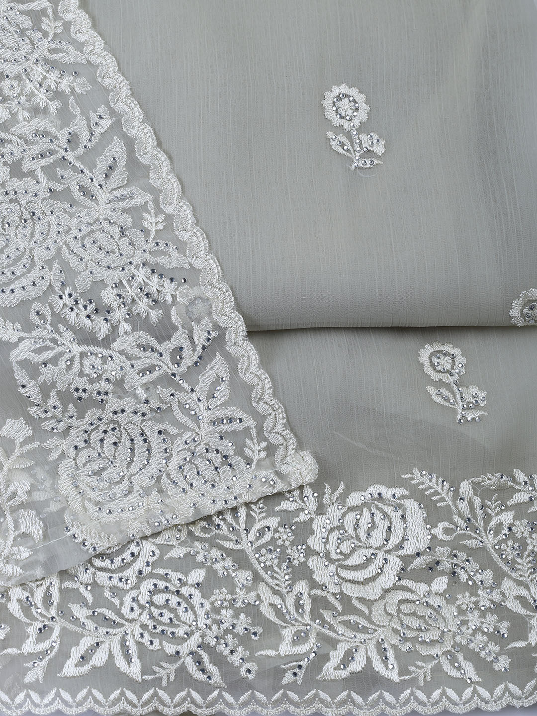 Embroidered Organza Unstitched Suit With Dupatta