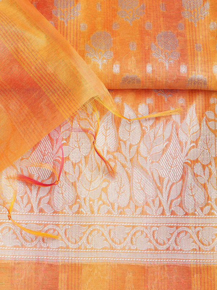 Woven Chanderi Unstitched Suit With Dupatta