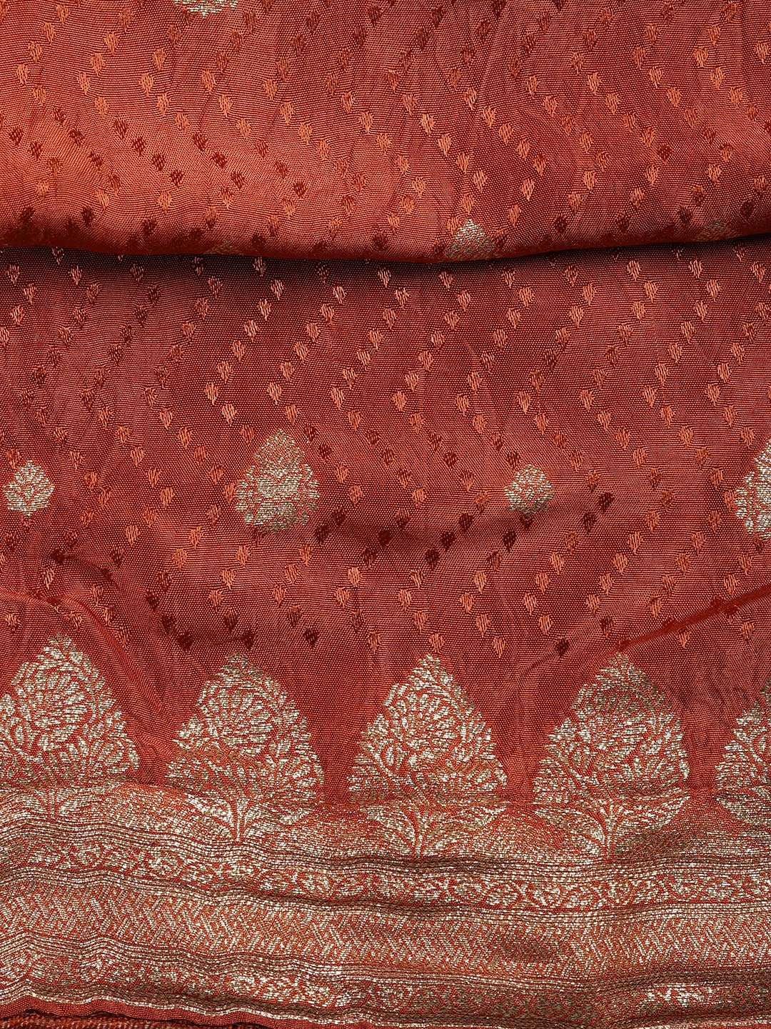 Woven Border Chanderi Unstitched Suit With Dupatta