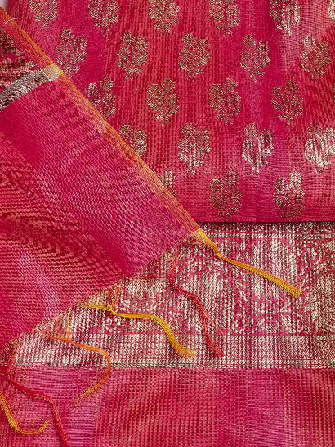 Woven Chanderi Unstitched Suit With Dupatta