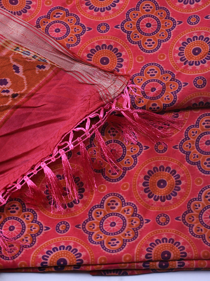 Art Silk Unstitched Suit Piece With Dupatta