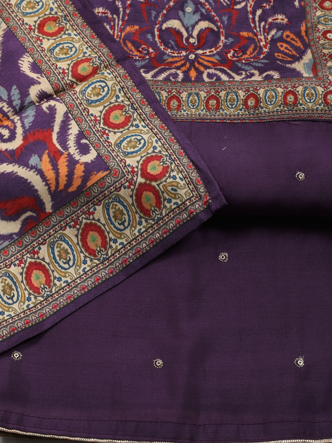 Printed Chanderi Unstitched Suit Piece With Dupatta