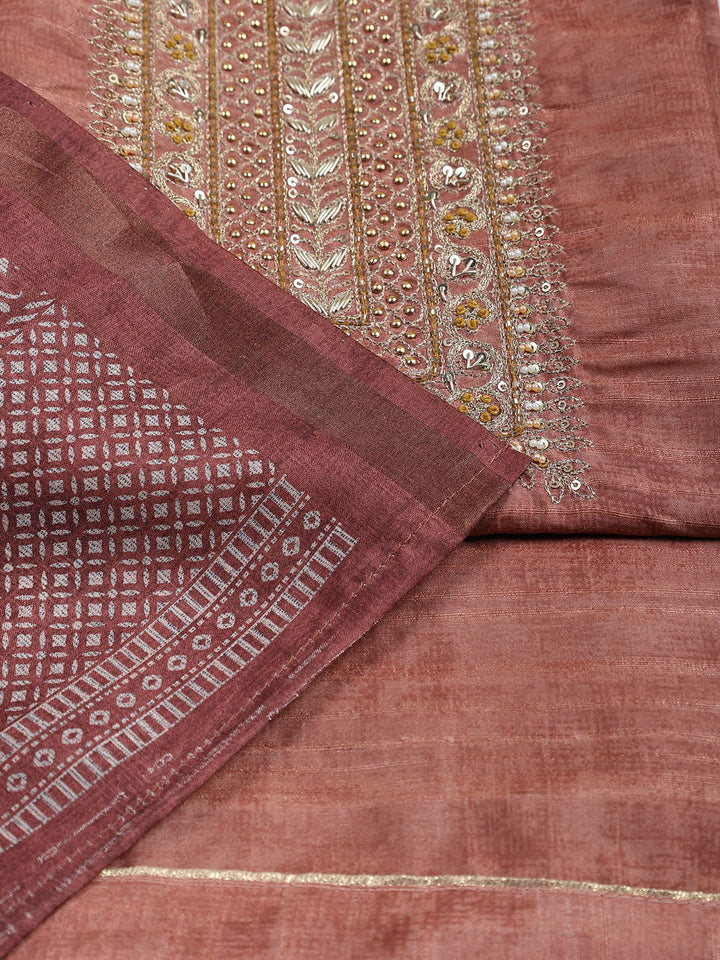 Neck Embroidered Tissue Unstitched Suit With Dupatta