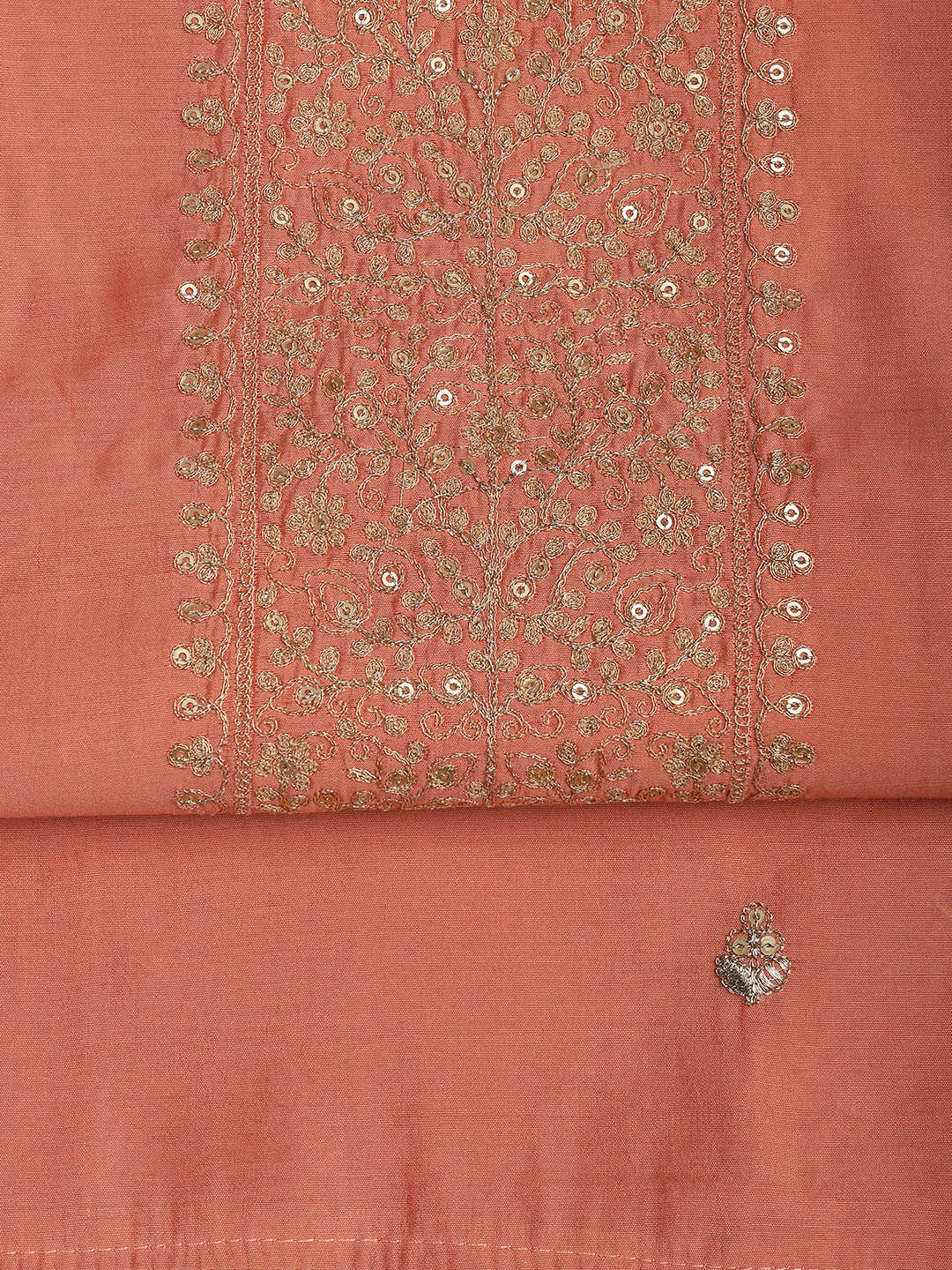 Embroidered Chanderi Unstitched Suit Piece With Dupatta