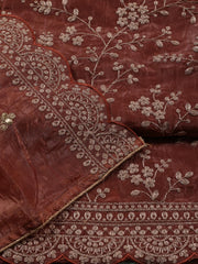 Embroidered OrganzaUnstitched Suit Piece With Dupatta