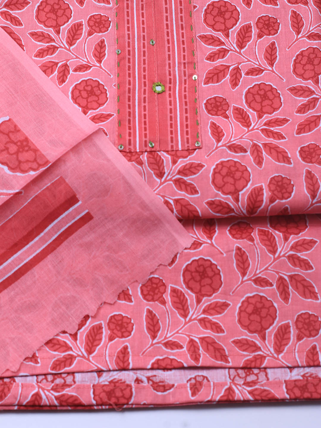 Printed Cotton Blend Unstitched Suit Piece With Dupatta