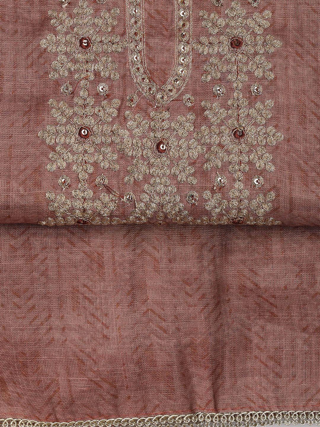 Neck Embroidery Chanderi Unstitched Suit With Dupatta