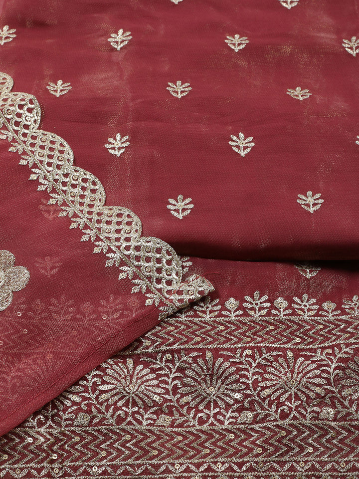 Neck Embroidered Tissue Unstitched Suit With Dupatta