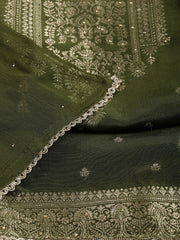 Neck Embroidered Chanderi Unstitched Suit With Dupatta