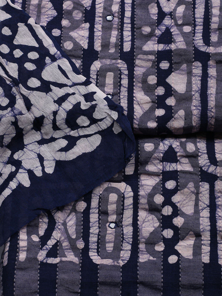 Printed Cotton Blend Unstitched Suit With Dupatta