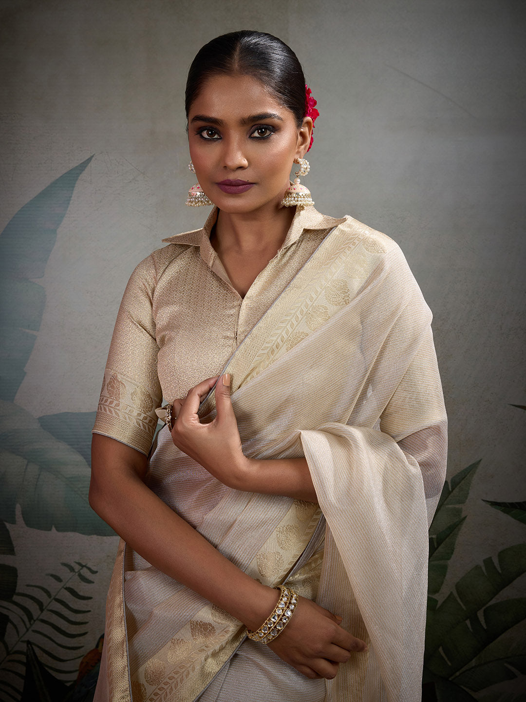 Woven Border Plain Art slik Saree