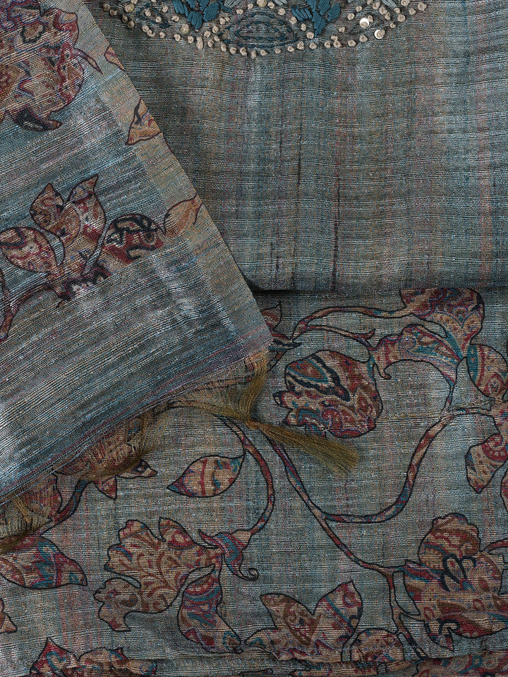 Kantha Work Chanderi Unstitched Suit With Dupatta