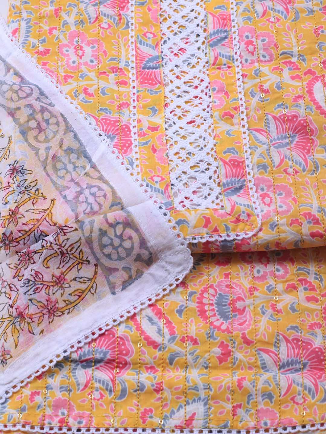 Patch Neck Cotton Blend Unstitched Suit Piece With Dupatta